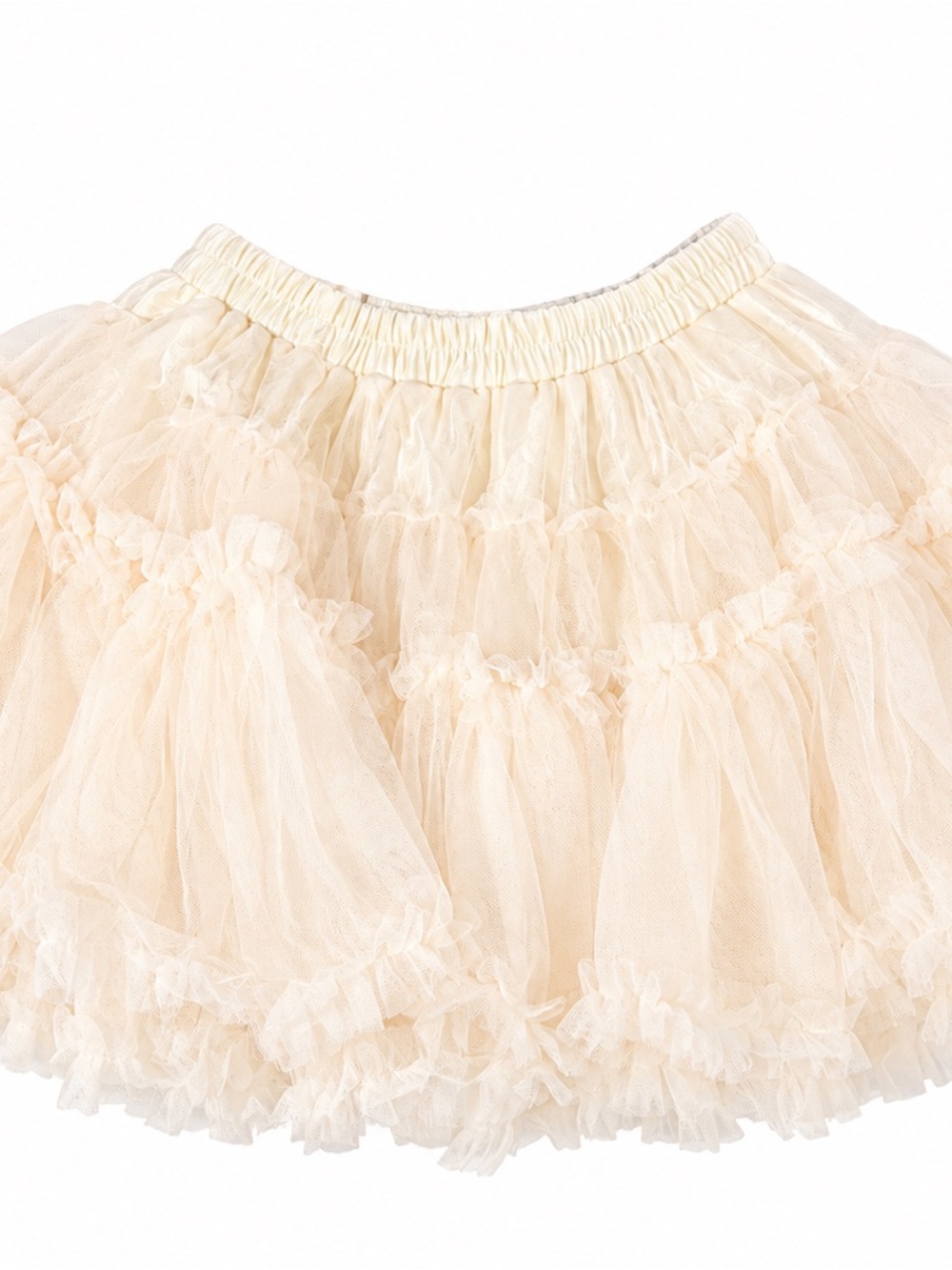 Women's Layered Tulle Skirt in Ivory Cream